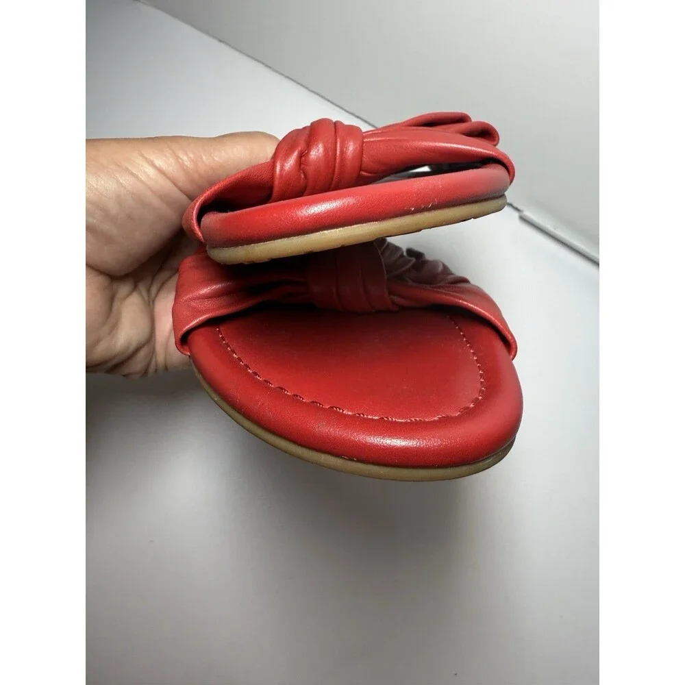 Kate Spade Marcella Leather Knotted Slip On Sandal In Red Sz 6 New